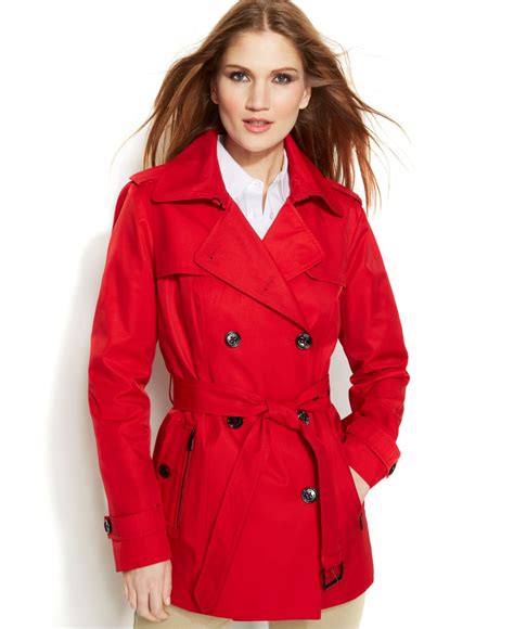 michael kors red trench|michael kors red jacket.